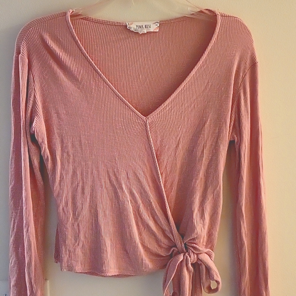 Women's Pink Rose crop top wrap with tie